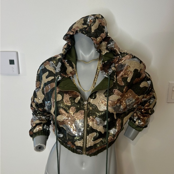 WOW Couture Camouflage Sequins  Cropped Hoodie❤️S - Picture 15 of 15
